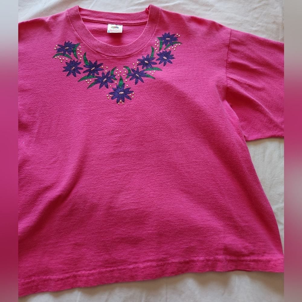 Vintage Pink Single Stitch Crop Top - Size L